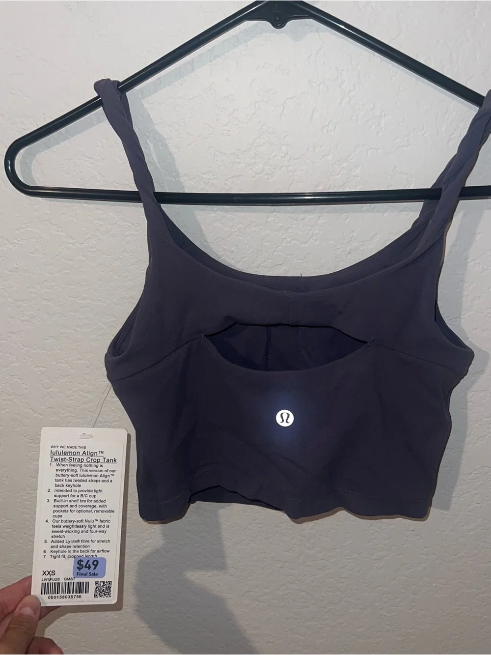 NWT Lululemon Align Twist-Strap Crop Tank in Gray Mist